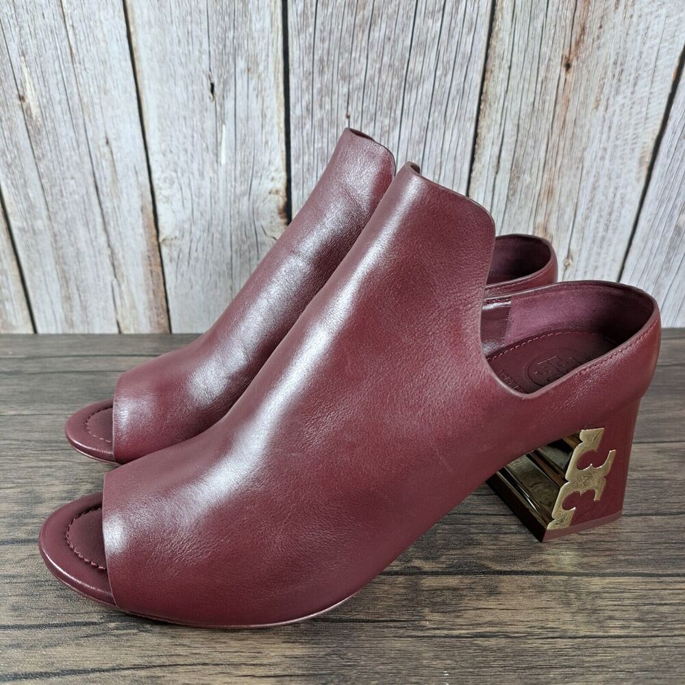 Tory Burch Finley 65mm Rod Calf Leather Slip On Mule Women's 8.5 M Port Royal